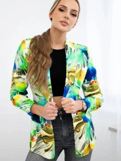 Bavlnená bunda s farebnou potlačou zelená