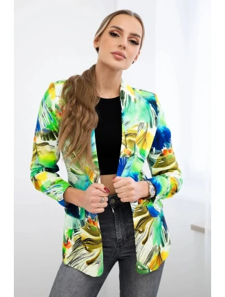 Bavlnená bunda s farebnou potlačou zelená