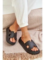 Piankowe Klapki Z Wycięciami Czarne Neladith