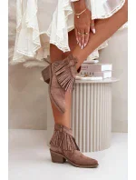 Dámske členkové kovbojské topánky na zips Eco Suede Brown S.Barski Dámske členkové kovbojské topánky na zips Eco Suede Brown S.Barski