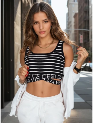 Dámsky pruhovaný top LA VIE CEST black FashionStreet RY2314 Dámsky pruhovaný top LA VIE CEST black FashionStreet RY2314