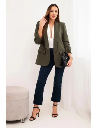 Bunda s klopou elegantný khaki