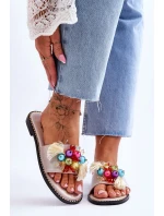 Klapki Z Ozdobnymi Koralikami S.Barski KV-2775-47 Nude