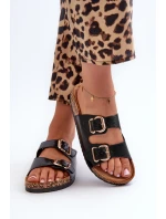 Klapki Damskie Z Klamrami Czarne Fronila