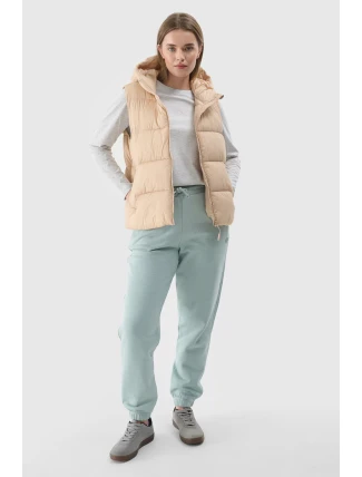 Bezrękawnik Damski Puchowy Z Kapturem 4F 4FWAW24TVJAF141-83S Beżowy Bezrękawnik Damski Puchowy Z Kapturem 4F 4FWAW24TVJAF141-83S Beżowy