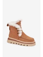 Dámske zimné topánky z prírodného semišu Lee Cooper LCJ-25-01-3738 Camel