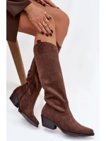 Dámske kovbojské čižmy Eco Suede Heeled Brown Esmira Dámske kovbojské čižmy Eco Suede Heeled Brown Esmira