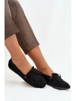 Dámské mokasíny s šněrováním a třásněmi Černé Glorina