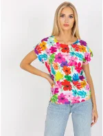 Dámska blúzka WN BZ 4008-3.80 Svetlo modrá s kvetmi - RUE PARIS