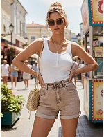 Dámske béžové džínsové šortky FashionStreet SY0554