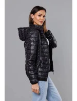 Čierna dámska prešívaná bunda pre prechodné obdobie (5M785-392)