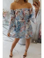 Modré kvetinové šaty s pruhmi