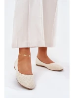 Baleriny Damskie Płaskie Z Brokatem Złote Tatorelis