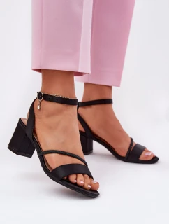 Sandały Damskie Na Słupku Z Cyrkoniami Vinceza 20268 Czarne