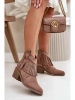 Dámske členkové kovbojské topánky na zips Eco Suede Brown S.Barski Dámske členkové kovbojské topánky na zips Eco Suede Brown S.Barski