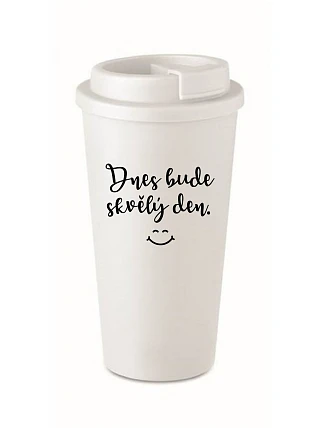 TODAY WILL BE A GREAT DAY - biely termohrnček 475 ml