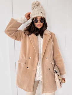 Dámsky alpakový kabát SERENITY light beige FashionStreet TY3886