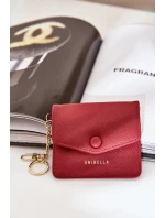 Etui Na Karty Ze Złotym Brelokiem Eko Skóra Bordowe Iritinme