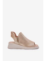 Sandały Damskie Na Koturnie Złote Mevinette