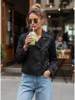 Dámsky krátky elegantný kabát klasického strihu čierny FashionStreet NY0770