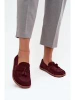Kožené semišové barefoot mokasíny Zazoo 322 burgundy