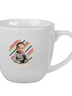 Personalizovaný keramický hrnček s objemom 400 ml s výrezom pre fotografiu na podklade