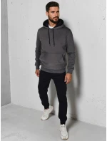Pánska základná mikina s kapucňou v grafitovej farbe FashionStreet BX5861
