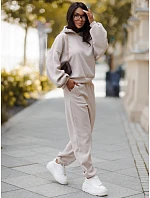 Dámska súprava z kordového úpletu s kapucňou a nohavicami, béžová, FashionStreet AY1248 Dámska súprava z kordového úpletu s kapucňou a nohavicami, béžová, FashionStreet AY1248