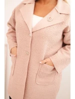 Dámsky kabát nadrozmernej veľkosti s vlnou a vreckami Powder Pink Dámsky kabát nadrozmernej veľkosti s vlnou a vreckami Powder Pink