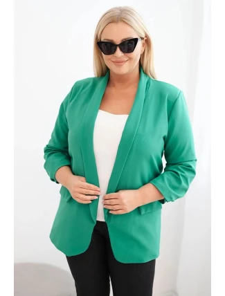 Dámske sako Plus Size bez zapínania s podšívkou XL/2XL zelené