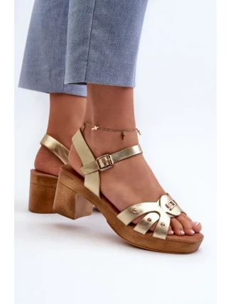 Dámske sandále na vysokom podpätku z ekokože, zlaté Assames Dámske sandále na vysokom podpätku z ekokože, zlaté Assames