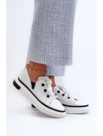 D&A Biele lakované dámske tenisky