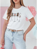 Dámske bavlnené tričko s potlačou MANETEE biele FashionStreet RY2728 Dámske bavlnené tričko s potlačou MANETEE biele FashionStreet RY2728
