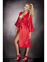 Dlhý saténový župan 115 červená - DKaren
