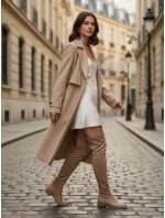 Dámske semišové čižmy nad kolená béžové FashionStreet ZY1332 Dámske semišové čižmy nad kolená béžové FashionStreet ZY1332