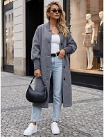 Dlhý dámsky kabát s gombíkmi, modrý, FashionStreet NY0776 Dlhý dámsky kabát s gombíkmi, modrý, FashionStreet NY0776