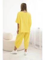 Súprava bavlnená blúzka + nohavice žltá