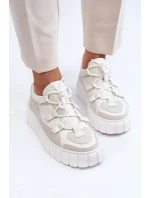 Dámska kožená športová obuv na platforme M01/1 Zazoo light beige Dámska kožená športová obuv na platforme M01/1 Zazoo light beige