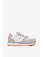 Zamszowe Sneakersy Damskie Big Star RR274A047 HI-POLY SYSTEM Beżowo-Białe