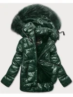 Dámska maľovaná prešívaná bunda Dark Green (7697)