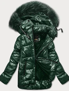 Dámska maľovaná prešívaná bunda Dark Green (7697)
