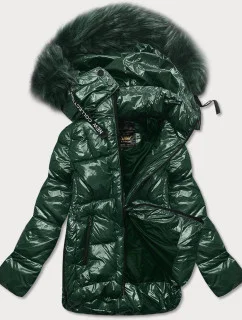 Dámska maľovaná prešívaná bunda Dark Green (7697)