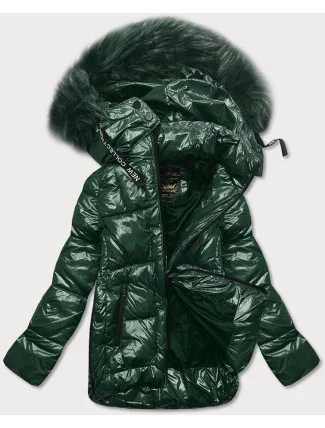Dámska maľovaná prešívaná bunda Dark Green (7697)