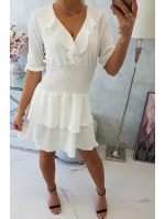 Šaty vo farbe ecru do pása