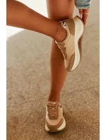 Dámske semišové tenisky na platforme Big Star HI-POLY SYSTEM - tmavo béžové