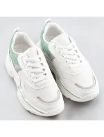 Bielo-mätové dámske sneakersy s brokátovými vsadkami (LU-2) Bielo-mätové dámske sneakersy s brokátovými vsadkami (LU-2)