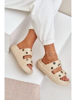 Piankowe Klapki Damskie Z Przypinkami Beżowe Ravanala