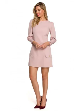 K148 Trapézové šaty - krepové ružové K148 Trapézové šaty - krepové ružové