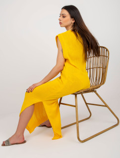 Tmavo žlté letné pletené šaty