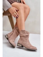 Béžová zateplená členková obuv Elletinnia s nízkym podpätkom a remienkami Béžová zateplená členková obuv Elletinnia s nízkym podpätkom a remienkami